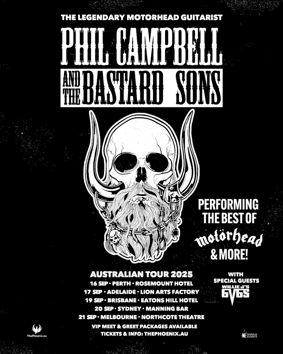 Legendary Motorhead guitarist ⚡️Phil Campbell⚡️ and his band, The Bastard Sons, will be here next month to celebrate 50 Years Of Motorhead. And we found the perfect support for the tour. Take a bow Willie J's 6V6!