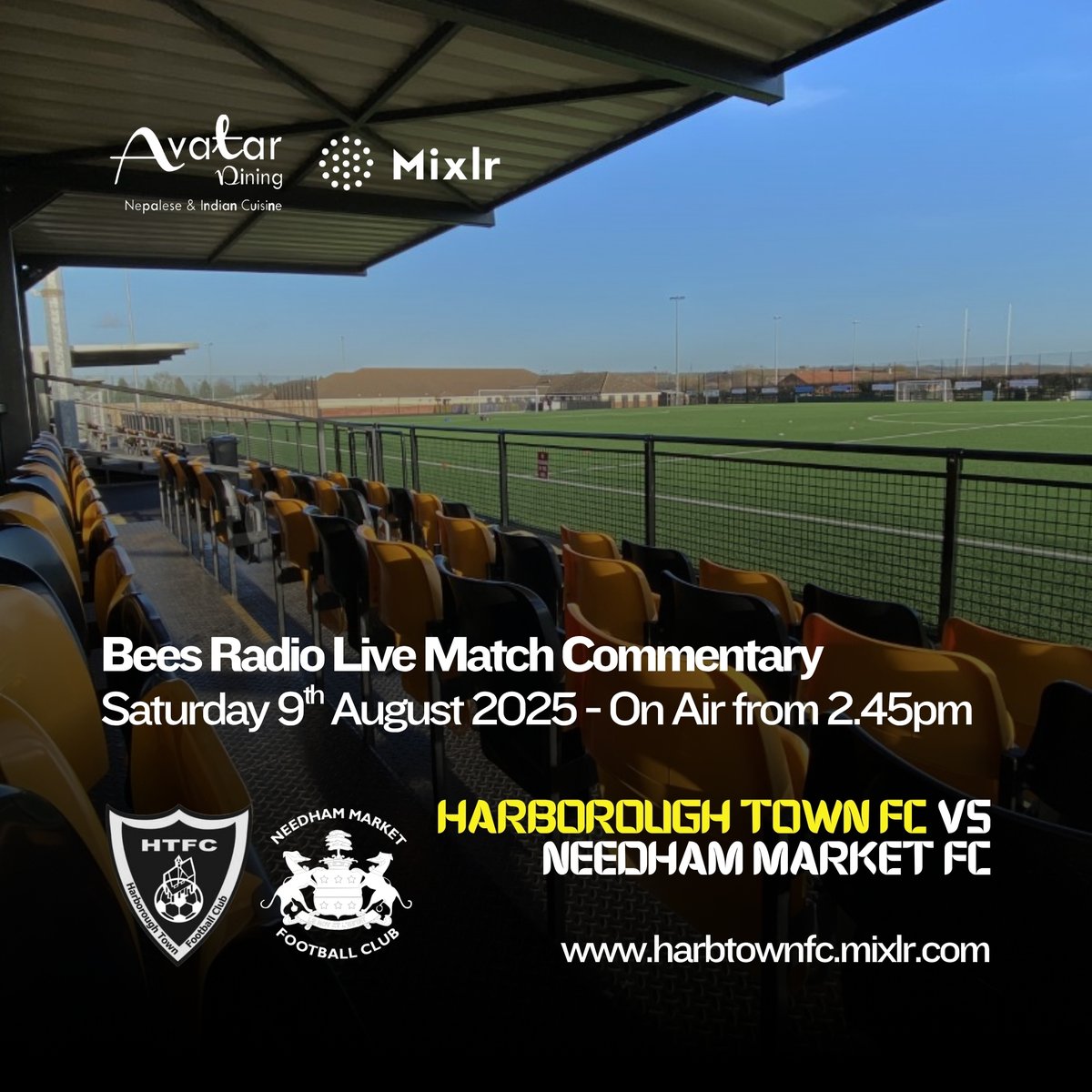 Harborough Town FC ๐ (@harbtownfc) on Twitter photo LISTEN BACK TO MATCH COMMENTARY ๐ง
Got a busy Sunday or still away on holiday? No worries!
Stick in your earphones and relive <a href="/andysparro/">Andy Sparrow</a> & Deano calling the Beesโ 4-0 victory over <a href="/needhammktfc/">Needham Market FC</a> yesterday ๐๐ฅ
๐ harbtownfc.mixlr.com/recordings/286โฆ
#HARNEE | #UpTheBees | #Harborough LISTEN BACK TO MATCH COMMENTARY ๐ง
Got a busy Sunday or still away on holiday? No worries!
Stick in your earphones and relive <a href="/andysparro/">Andy Sparrow</a> & Deano calling the Beesโ 4-0 victory over <a href="/needhammktfc/">Needham Market FC</a> yesterday ๐๐ฅ
๐ harbtownfc.mixlr.com/recordings/286โฆ
#HARNEE | #UpTheBees | #Harborough