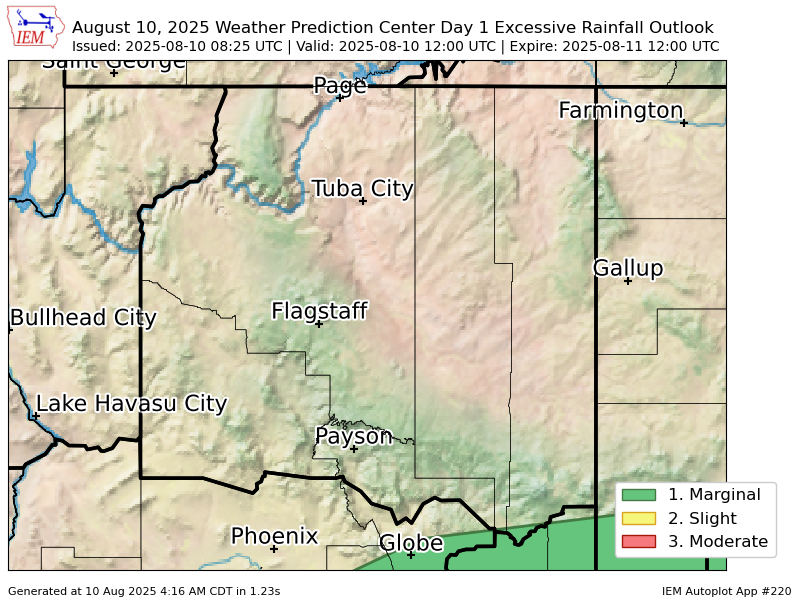 WPC issues Day 1 Marginal Risk Excessive Rainfall Outlook at Aug 10, 8:25z for FGZ wpc.ncep.noaa.gov/qpf/excessive_…