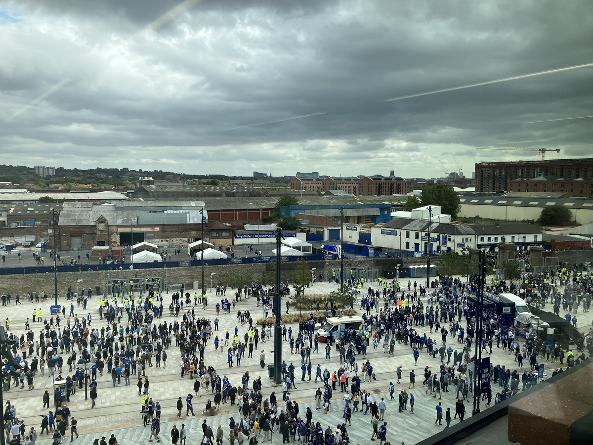 EvertonHeritage's tweet photo. We’re all Going to the Match. 
L.S. Lowry is alive and well. 
📷 @MikeRoyden https://t.co/w4LwT8srMF