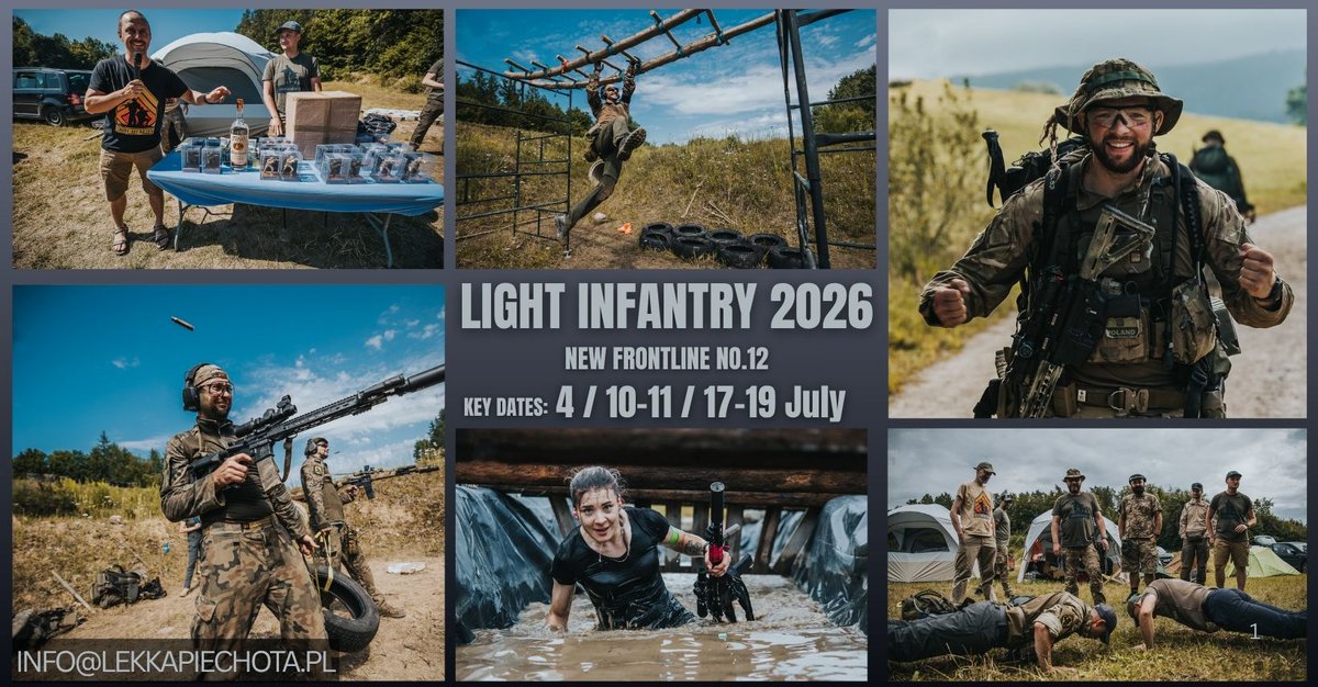 LightInfantryPL's tweet image. LIGHT INFANTRY 2026 – NEW FRONTLINE No.12
The first three weekends of July.
Six categories – including two completely new ones.
Over 500 participants from across Europe.
The twelfth edition of Light Infantry opens a brand new chapter.
The range has been completely overhauled –…