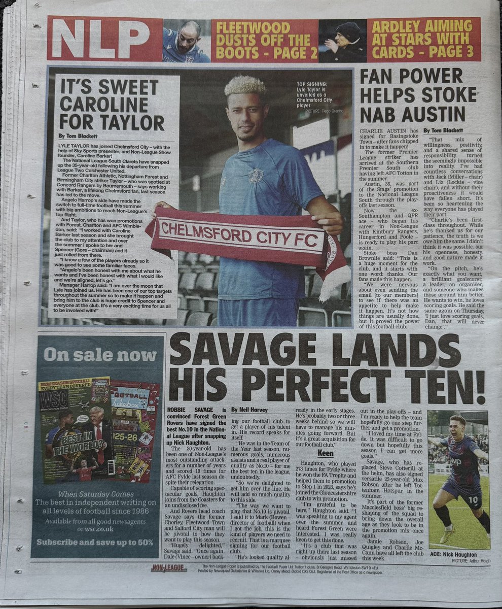 Lyle Taylor features in the <a href="/NonLeaguePaper/">The Non-League Paper</a> after signing for <a href="/OfficialClarets/">Chelmsford City FC</a>.