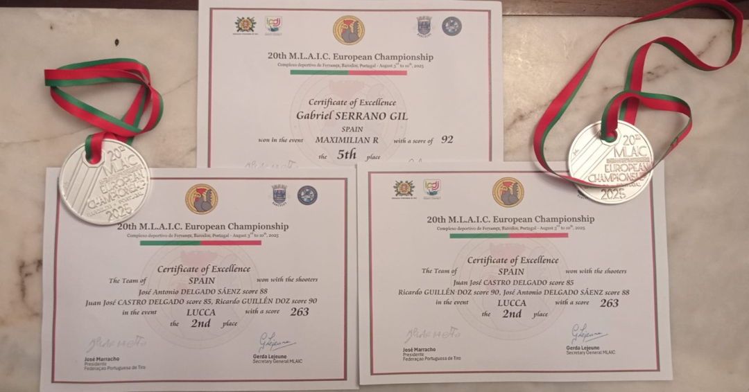 🇵🇹 La Rioja brilla en el Europeo de Armas Históricas (MLAIC) en Barcelos:

🥈 Delgado &amp; Castro → Subcampeones de Europa (Lucca)
💪 Serrano → 5º (Maximilian R.)
🎯 Ruiz → 9ª (Walkyria)
🎯 Quecedo → 22º (Minie)

Orgullo riojano en la élite europea 🔥
#ArmasHistóricas #MLAIC2025