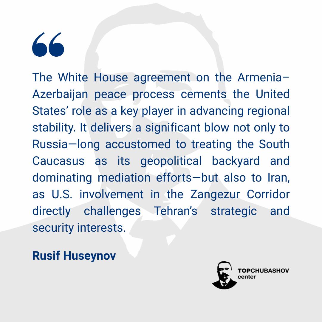 Topchubashov Center (@topcenterorg) on Twitter photo 🇦🇲🇦🇿🇺🇸 On August 8, Armenia and Azerbaijan signed a joint memorandum on peace at the White House. See the comments from Topchubashov Center`s team on the meeting and its potential impact.
<a href="/RusifHuseynov2/">Rusif Huseynov</a>, <a href="/Murad__Muradov/">Murad Muradov</a>, <a href="/GulkhanimMammad/">Gulkhanim Mammadova</a> 🇦🇲🇦🇿🇺🇸 On August 8, Armenia and Azerbaijan signed a joint memorandum on peace at the White House. See the comments from Topchubashov Center`s team on the meeting and its potential impact.
<a href="/RusifHuseynov2/">Rusif Huseynov</a>, <a href="/Murad__Muradov/">Murad Muradov</a>, <a href="/GulkhanimMammad/">Gulkhanim Mammadova</a>