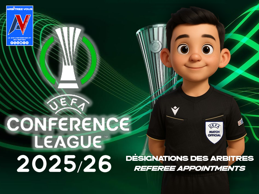 🌍| #UEFA -🏆 #uefaconferenceleague #UECL 
💁‍♂️🇫🇷 | DÉSIGNATIONS #ARBITRES - 💁‍♂️🇬🇧 | #REFEREE APPOINTMENTS
⚽️| 3ème Tour de Qualification Retour - [13 &amp; 14/08/2025]

ℹ️| arbitrezvous.com/post/uefa-conf…

<a href="/Conf_League/">UEFA Conference League</a> <a href="/UEFAcom_fr/">L'UEFA en français</a> <a href="/FFF/">FFF</a> <a href="/ArbitresSAFE/">SAFE</a> <a href="/lequipe/">L'Équipe</a> <a href="/sports_ouest/">Ouest-France Sports</a> <a href="/lavoixdessports/">La Voix des Sports</a>
