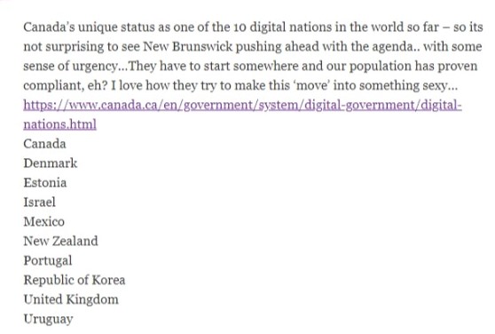 Tantramarshire Libertarians (@tantramar777) on Twitter photo Canada, Denmark, Estonia, Israel, Mexico, New Zealand, Portugal, Korea, UK and Uruguay are Digital Nations.
<a href="/Resist_CBDC/">Resist CBDC</a> Canada, Denmark, Estonia, Israel, Mexico, New Zealand, Portugal, Korea, UK and Uruguay are Digital Nations.
<a href="/Resist_CBDC/">Resist CBDC</a>