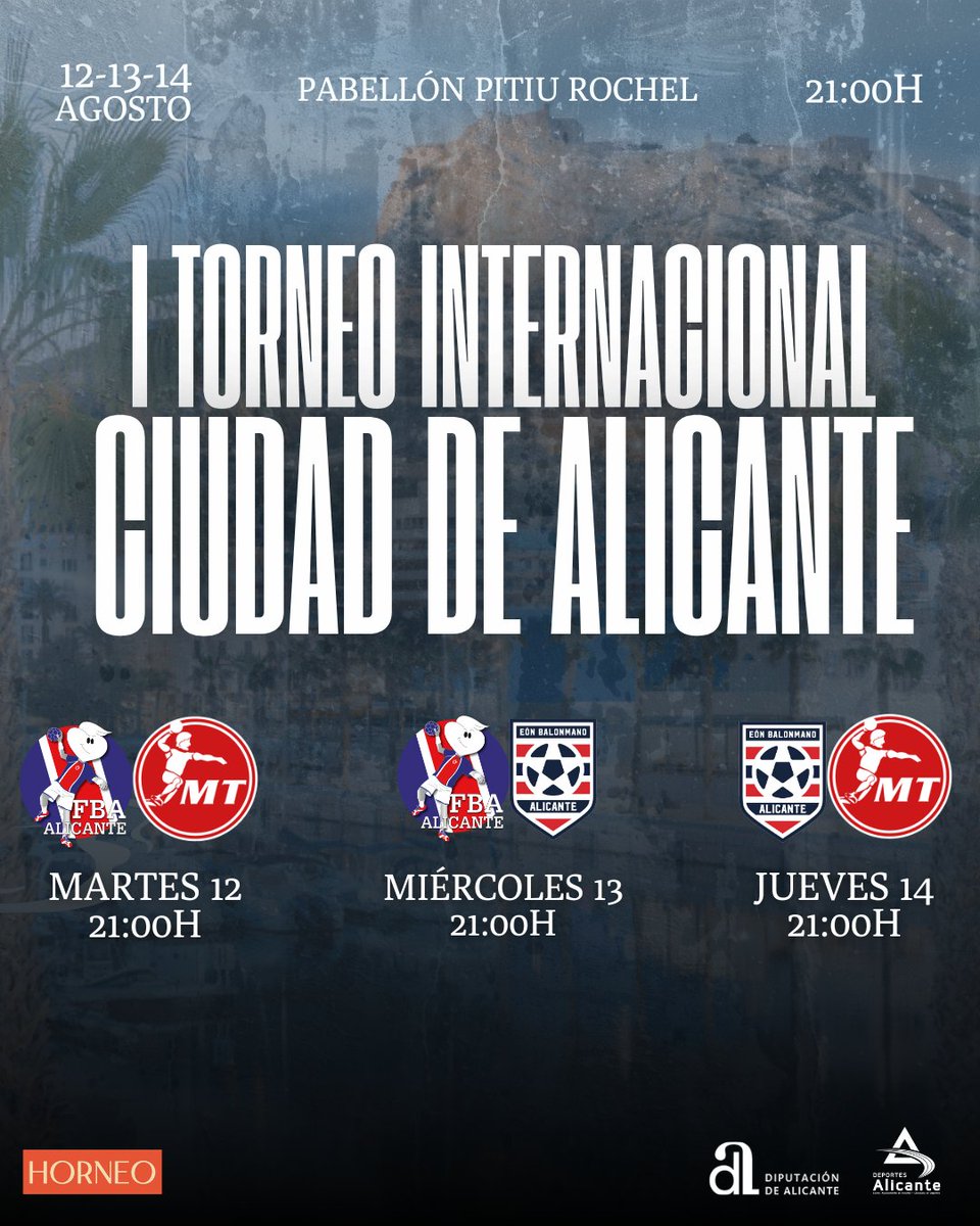 🏆'𝗜 𝗧𝗼𝗿𝗻𝗲𝗼 𝗜𝗻𝘁𝗲𝗿𝗻𝗮𝗰𝗶𝗼𝗻𝗮𝗹 𝗖𝗶𝘂𝗱𝗮𝗱 𝗱𝗲 𝗔𝗹𝗶𝗰𝗮𝗻𝘁𝗲'

📝Toma nota y no te pierdas ningún partido.

Venta de entradas en: eonalicante.com

* 𝐋𝐨𝐬 𝐚𝐛𝐨𝐧𝐚𝐝𝐨𝐬 (gratis)𝐝𝐞𝐛𝐞𝐫𝐚́𝐧 𝐫𝐞𝐭𝐢𝐫𝐚𝐫 𝐢𝐠𝐮𝐚𝐥𝐦𝐞𝐧𝐭𝐞 𝐬𝐮 𝐞𝐧𝐭𝐫𝐚𝐝𝐚