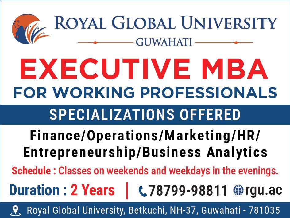RoyalGlobal_Uni's tweet image. Advance your career without pausing it! 

Join RGU’s Executive MBA for Working Professionals – Flexible schedule, top specializations, and real-world impact. 

#ExecutiveMBA #RGU #WorkingProfessionals #CareerGrowth #MBAJourney #LeadershipDevelopment #BusinessAnalytics