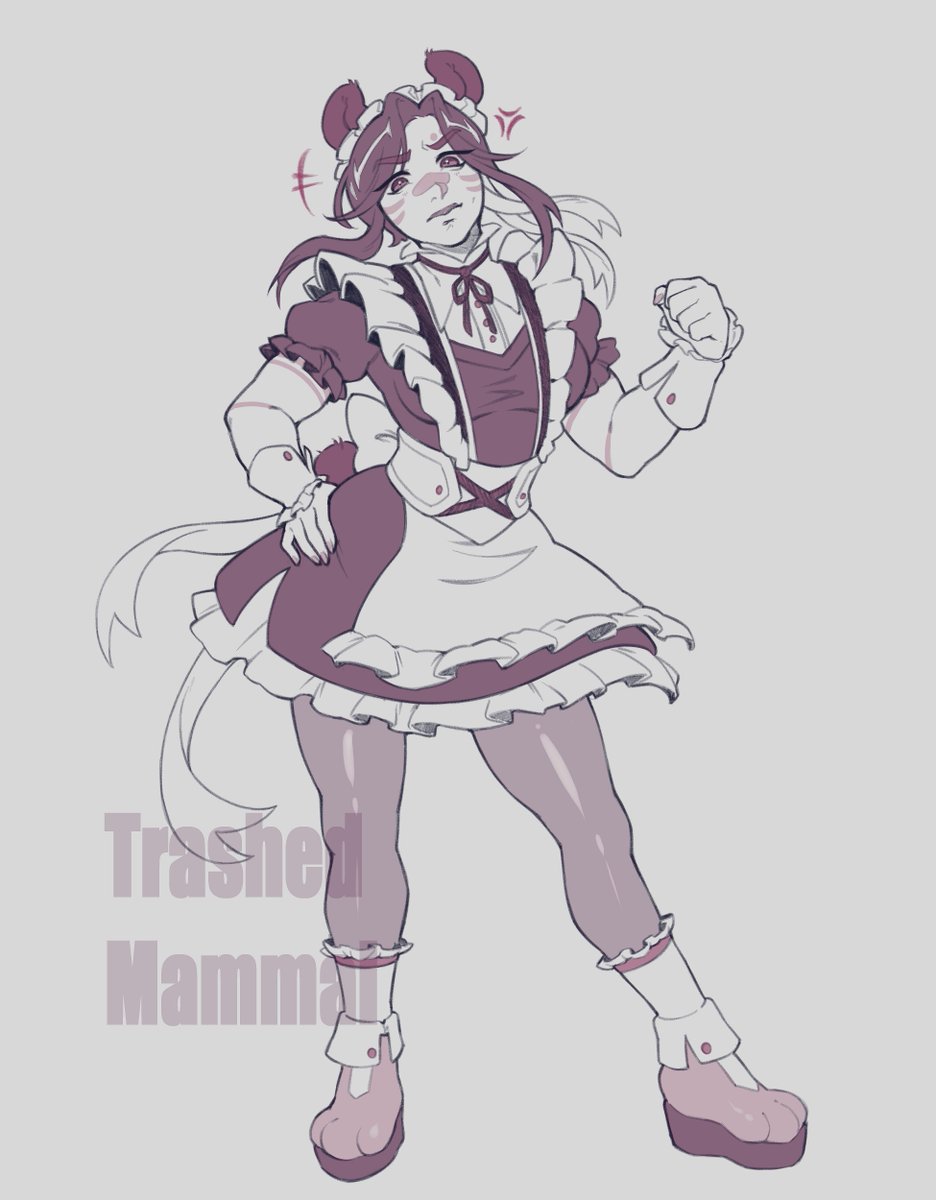 TrashedMammal's tweet image. Super cute recent maid comm! ✨🐻