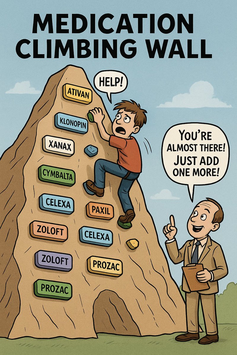 Note: I’m still working on a few political cartoons. One is titled, “The Side Effects Petting Zoo.” Another one is called, “The Medication Climbing Wall.” I wish that I could stop and draw them myself.