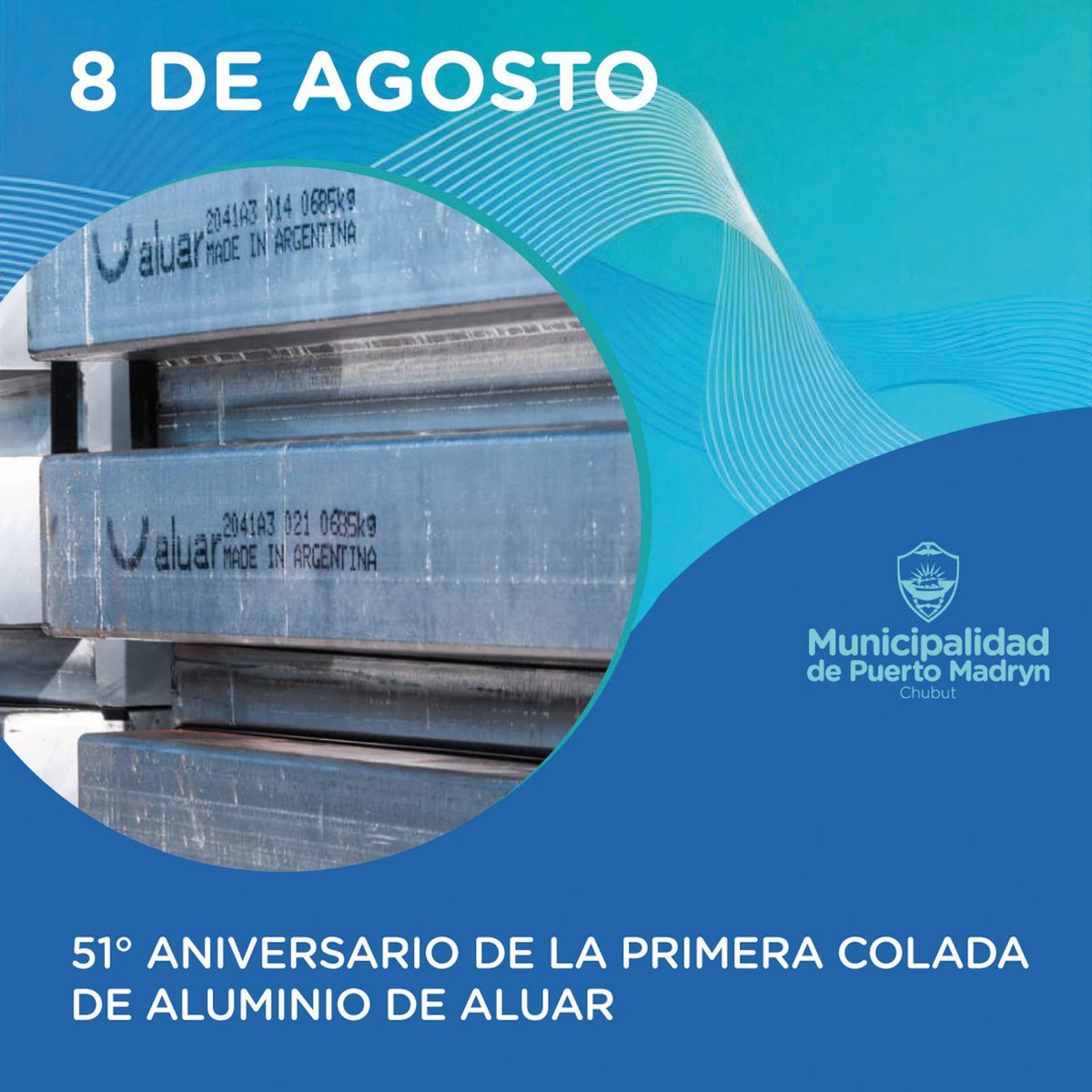 Un día como hoy, pero hace 51 años, sucedía un hecho que cambió la historia de #PuertoMadryn: La primera colada de aluminio de Aluar.

Saludamos a cada una de las personas que trabaja y forma parte de esta empresa tan importante para nuestra ciudad, con la que realizamos muchas