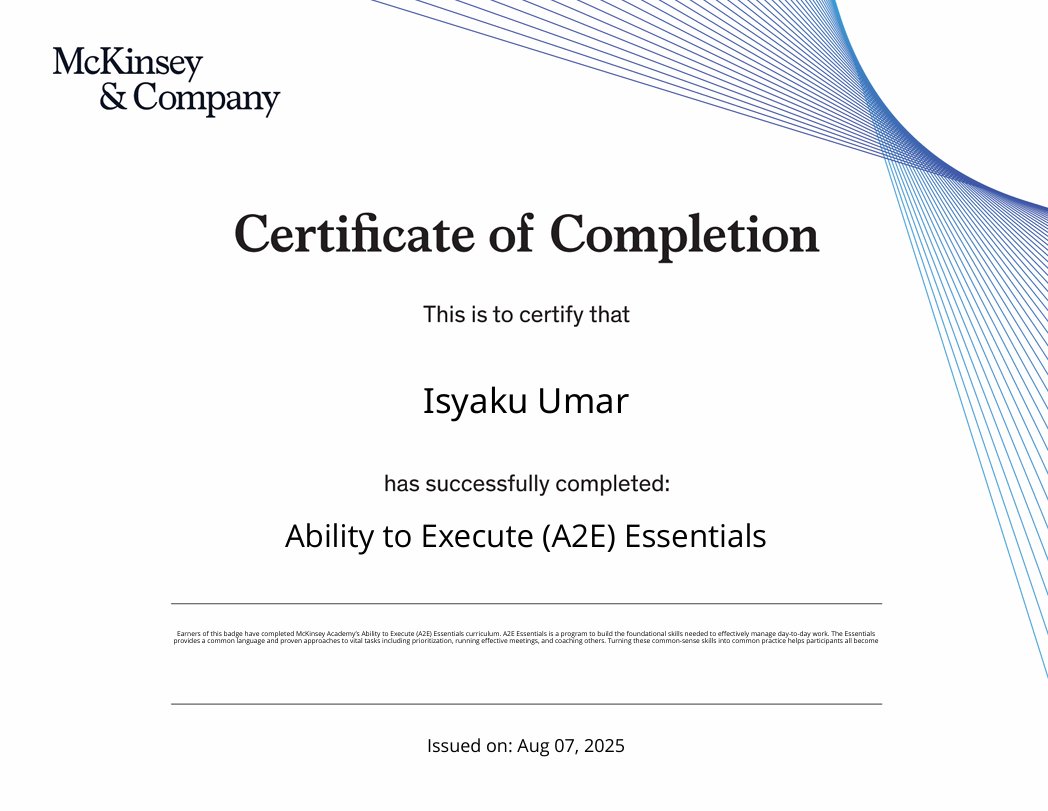 View my verified achievement from McKinsey &amp; Company. credly.com/badges/1cb990d… via <a href="/credly/">Credly</a>