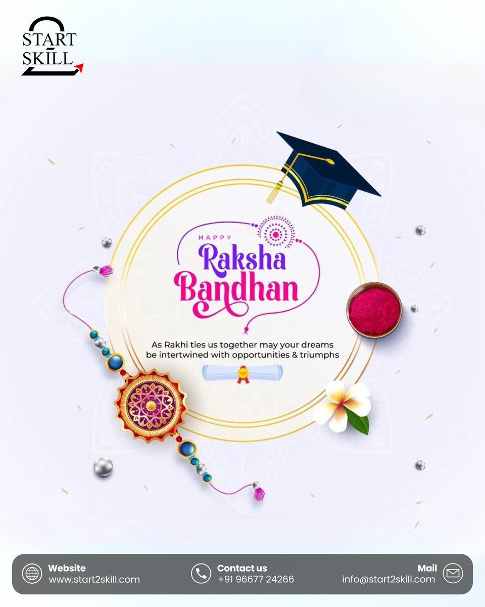 QuickCourse_'s tweet image. 🎓✨ Tied with tradition, driven by dreams!
Happy Raksha Bandhan from Team Start2Skill 💫
#RakshaBandhan #HappyRakshaBandhan #Rakhi2025 #SiblingsBond #BroSisGoals #Start2Skill #EducationMatters #SkillIndia #LearningTogether #FestivalOfLove #TraditionMeetsGrowth