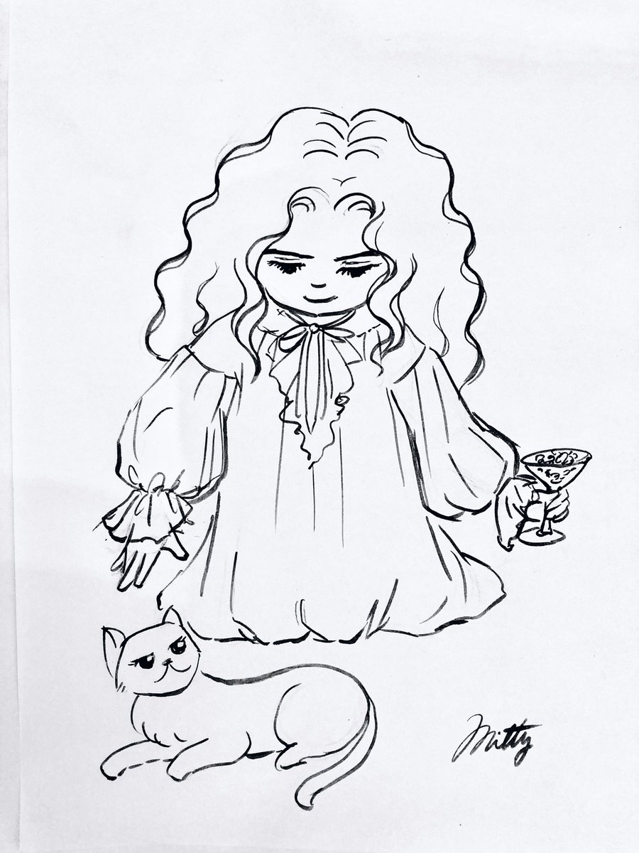 #WorldCatDay
#世界猫の日
休憩時間に筆ペンで描いてみた💦
ジェローデルと猫ちゃん
自分の朝食より先に猫ちゃんに💜