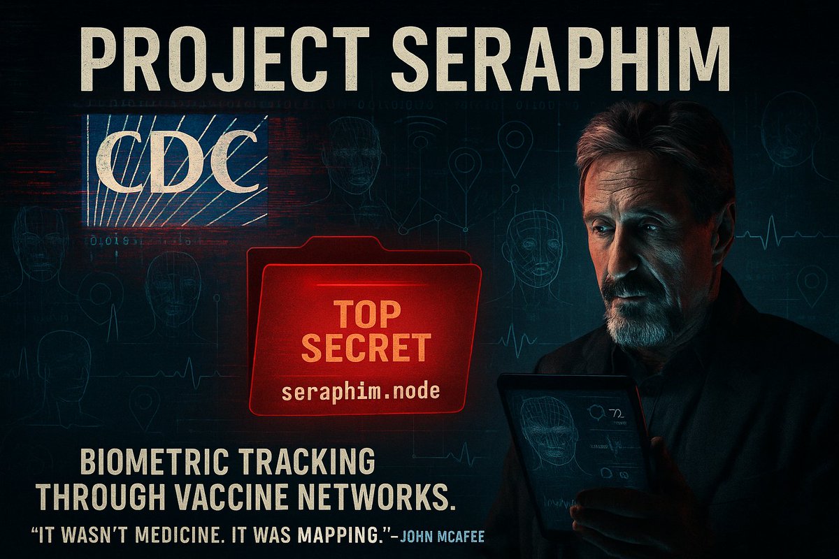 🧬 LEAKED: John McAfee discovered a hidden program called “Project Seraphim” embedded inside CDC vaccine batch databases.

What did it do?
It quietly linked biometric data (face scans, voice, heart rate) from wellness apps to federal health tracking nodes.

McAfee found the