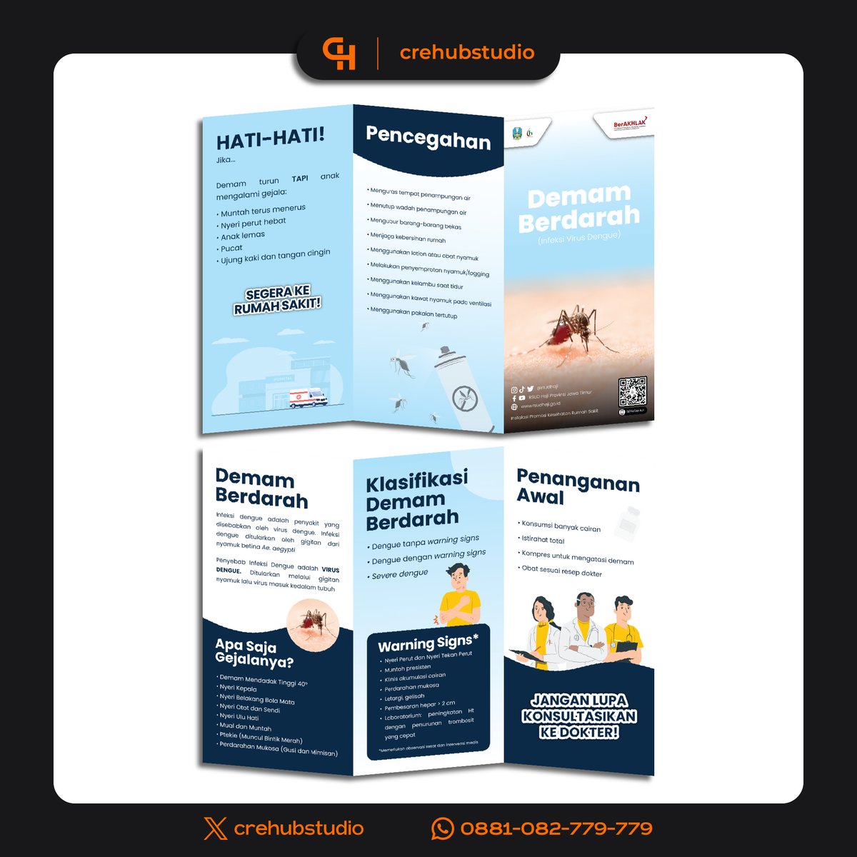 Design Project:
🔸Brosur/Leaflet Trifold "Demam Berdarah"

Open jasa/joki desain berkualitas melayani branding, pembuatan design logo, poster, banner, brosur, flyer, packaging, feeds IG, story IG, baju, jaket, dll.

☎️wa.me/62881082779779
📩DM/Klik link di bio untuk pemesanan
