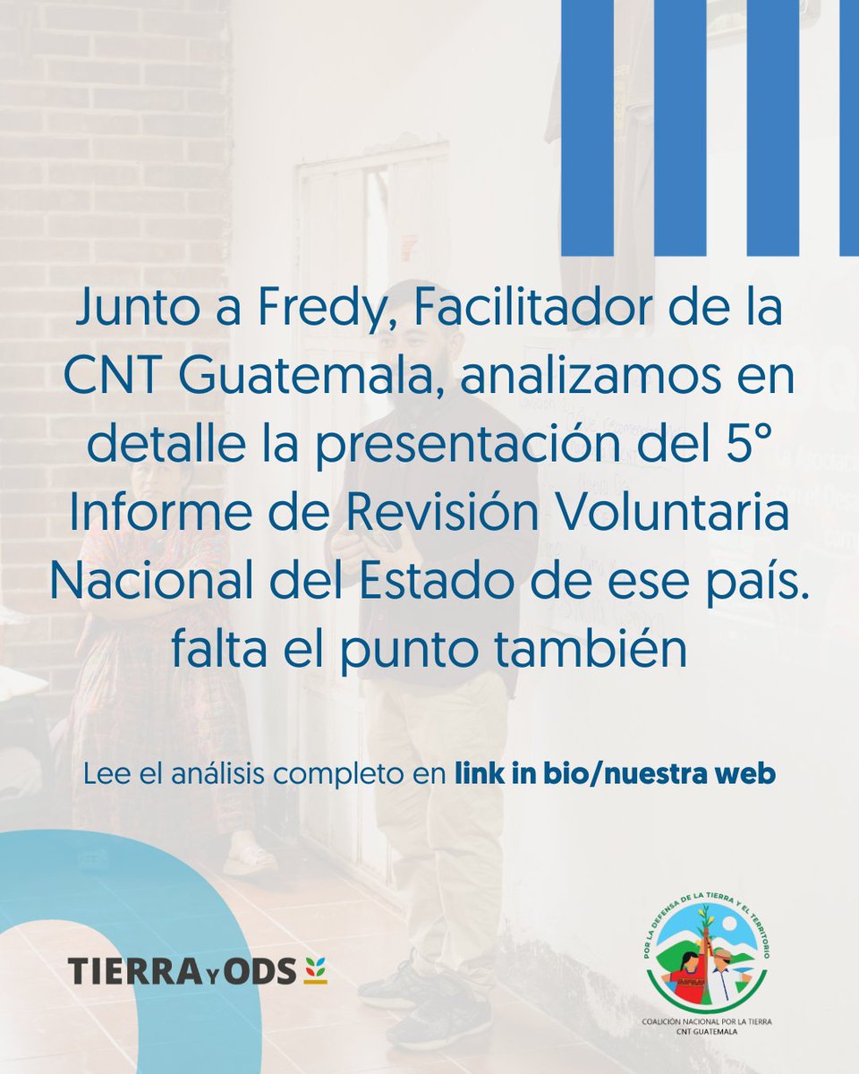 📣El Estado de #Guatemala participó del #HLPF2025 y presentó su 5° Informe Voluntario Nacional (INV) sobre los avances hacia el Desarrollo Sostenible.

Junto a la <a href="/ENI_Guatemala/">Plataforma CNT Guatemala</a>, analizamos la presentación, lee la nota completa👉🏼
tierrayods.org/hlpf-2025-pres…