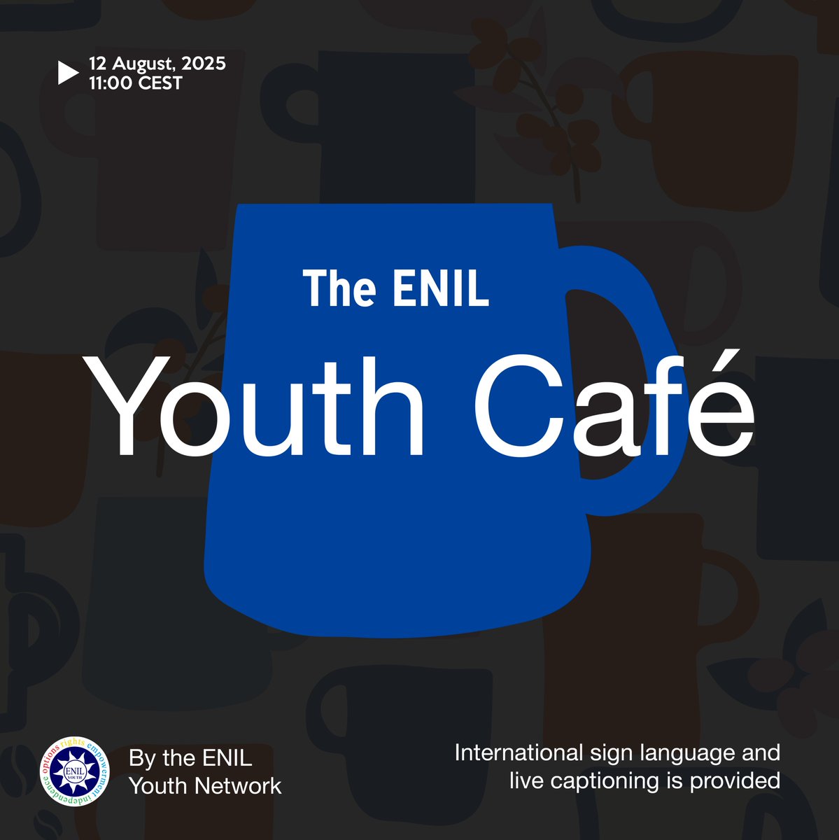 ENIL_EU's tweet photo. 🎉 Join the 2nd ENIL Youth Café!

An online safe space for young disabled people to connect &amp; discuss disability bias, ableism &amp; more – in celebration of #YouthDay!

Intl Sign &amp; captions provided
🔗 Register: https://t.co/D75fZjMSWI

#DisabilityRights #IndependentLiving https://t.co/fG2XLmG7qE