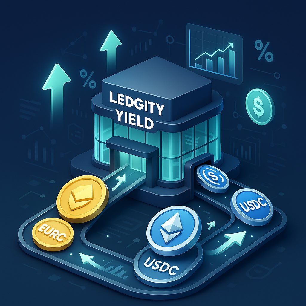 🚀 Ledgity Yield keeps leading the EURC yield market — delivering a stable 9% APY ✅

💵 USDC yield? Still rock-solid at 9% for over a year.

🌐 Live on <a href="/base/">Base</a> , <a href="/arbitrum/">Arbitrum</a> &amp; <a href="/LineaBuild/">Linea.eth</a> — soon expanding to Ethereum, Hedera, and more…

💼 Ledgity.finance: the smartest