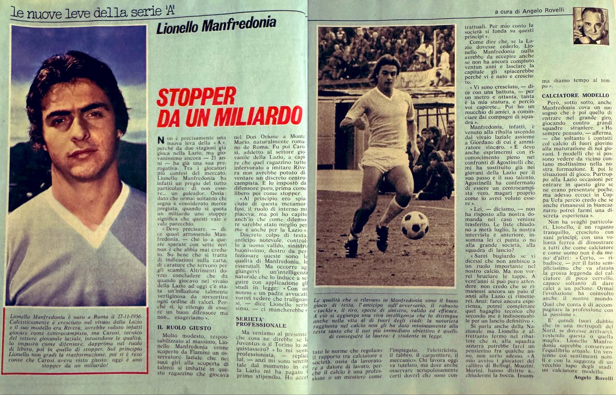 SS Lazio Nostalgia (@lazionostalgia) on Twitter photo Lionello Manfredonia 🇮🇹, romano doc cresciuto nelle giovanili della #Lazio, debutta nel 1975. Libero e poi grande mediano, 201 👕 e 5 ⚽️ in biancoceleste sino al 1985, con gli <a href="/Azzurri/">Nazionale Italiana ⭐️⭐️⭐️⭐️</a> ai Mondiali 1978. Ricordiamo qui solo le cose belle… | 🎂 #27novembre 1956 | #LazioNostalgia Lionello Manfredonia 🇮🇹, romano doc cresciuto nelle giovanili della #Lazio, debutta nel 1975. Libero e poi grande mediano, 201 👕 e 5 ⚽️ in biancoceleste sino al 1985, con gli <a href="/Azzurri/">Nazionale Italiana ⭐️⭐️⭐️⭐️</a> ai Mondiali 1978. Ricordiamo qui solo le cose belle… | 🎂 #27novembre 1956 | #LazioNostalgia