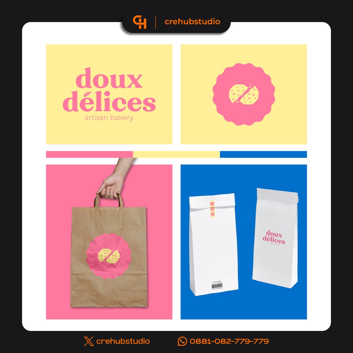 Design Project:
🔸Branding doux delices

Open jasa/joki desain berkualitas melayani branding, pembuatan design logo, poster, banner, brosur, flyer, packaging, feeds IG, story IG, baju, jaket, dll.

☎️wa.me/62881082779779
📩DM/Klik link di bio untuk pemesanan

#zonauang
