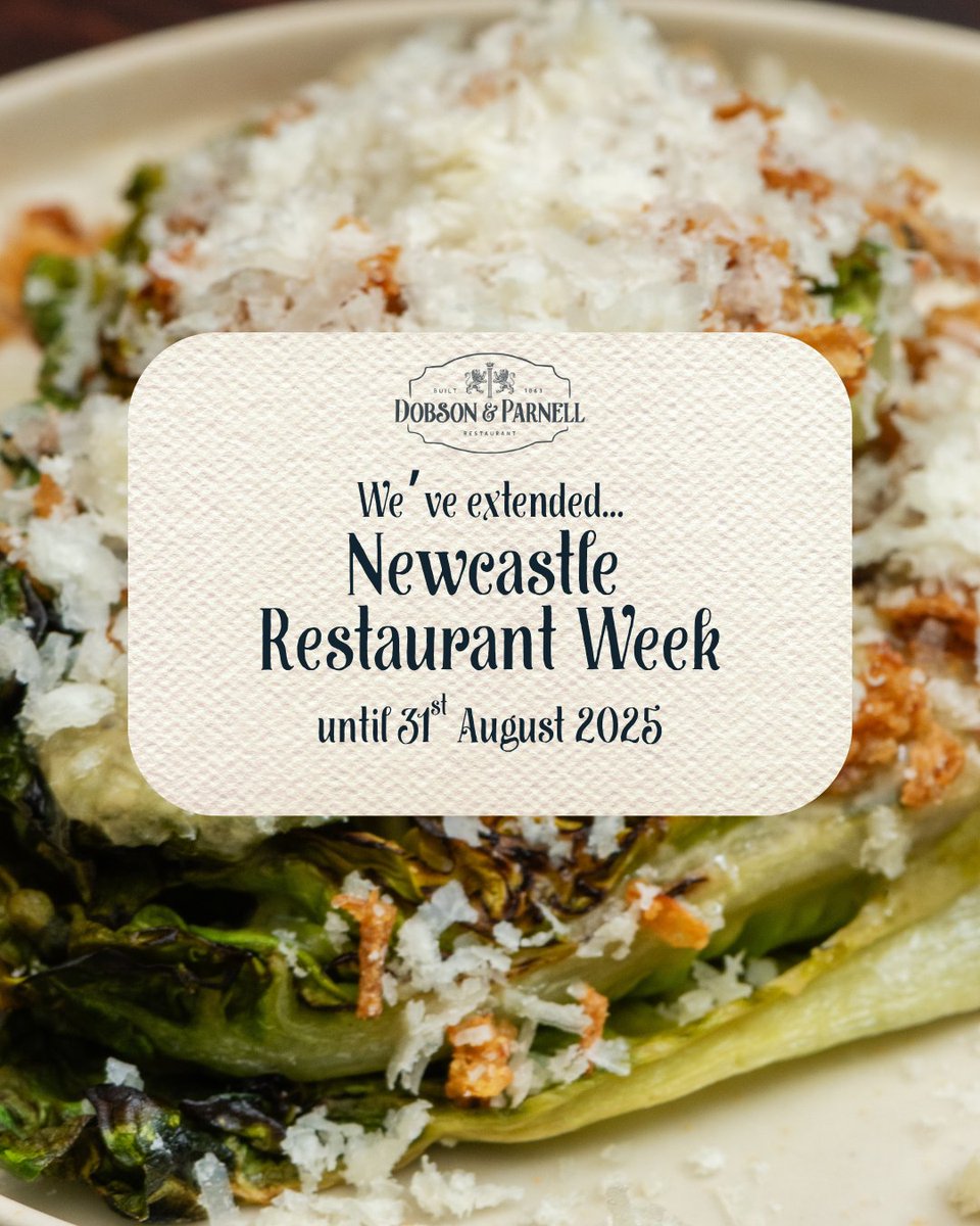 📣 Newcastle NE1 Restaurant Week Offer Extended!

We're extending the offer at Dobson &amp; Parnell so you can enjoy refined dining at an irresistible price.

🍽️ 3-course lunch or 2-course dinner for just £25

📲 Book your table now: dobsonandparnell.co.uk/book/

#NewcastleNE1
