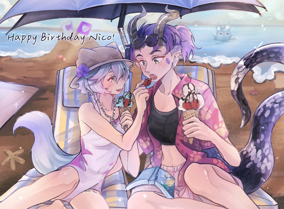 Yeah!!! It's time~! Saki and Paige relaxing on the beach. An art to celebrate a very very happy birthday to my amazing and wonderful girlfriend <a href="/TJ_Nerdery/">TJ_Nerdery</a> . Blessings upon you, love you!!

Thank you to <a href="/yoyoray20001996/">RAYRAY🐻Commission Open</a> for working on this so quickly. Stellar work as always!!!