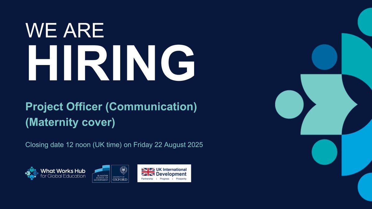 What Works Hub for Global Education (@wwhglobaled) on Twitter photo 📣 We are hiring! <a href="/WWHGlobalEd/">What Works Hub for Global Education</a> is looking for a professional, highly organised and self-starting Communications Project Officer.
Deadline: 12 noon (UK time), Friday 22 August 2025
Apply now: wwhge.org/vacancies/proj… 📣 We are hiring! <a href="/WWHGlobalEd/">What Works Hub for Global Education</a> is looking for a professional, highly organised and self-starting Communications Project Officer.
Deadline: 12 noon (UK time), Friday 22 August 2025
Apply now: wwhge.org/vacancies/proj…