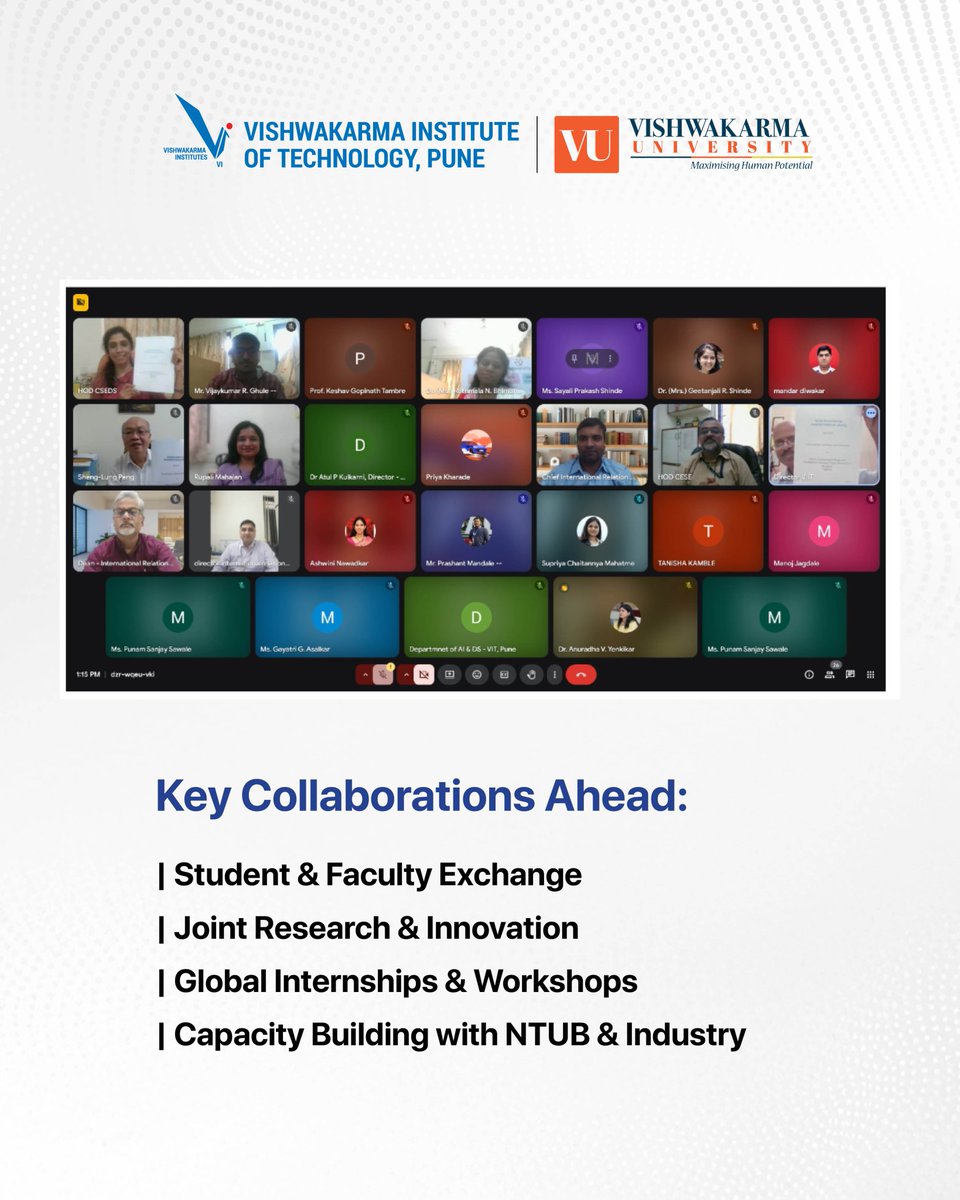 VIT PUNE’s CSE–Data Science Dept. &amp; VU have signed a strategic MoU with NTUB, Taiwan  (29 July 2025) for student/faculty exchange, joint research, global innovation &amp; cross-cultural learning 🌏 

#VITPUNE #VU #DataScience #InternationalCollaboration