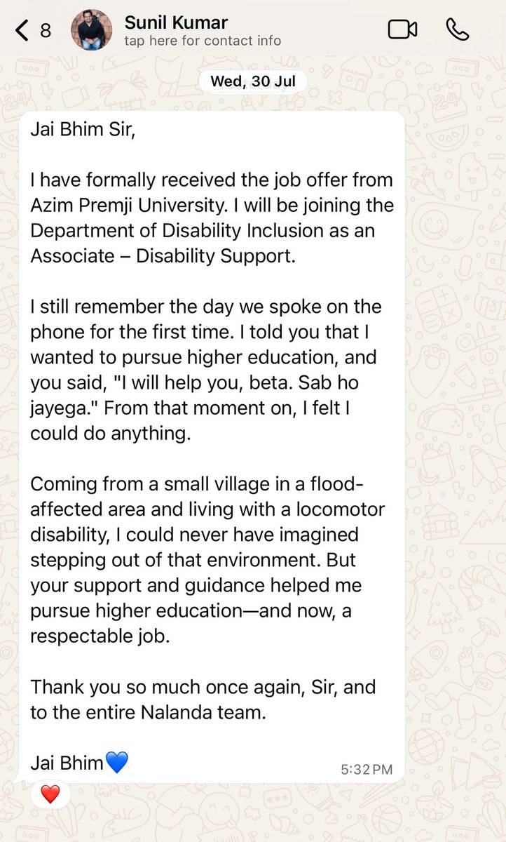 I take great pride in Digital Nalanda's accomplishment of empowering a student from rural Jharkhand, affected by polio, to access higher education through online classes and subsequently gain employment, despite being unable to attend offline classes. ❤️❤️

Jaibhim!