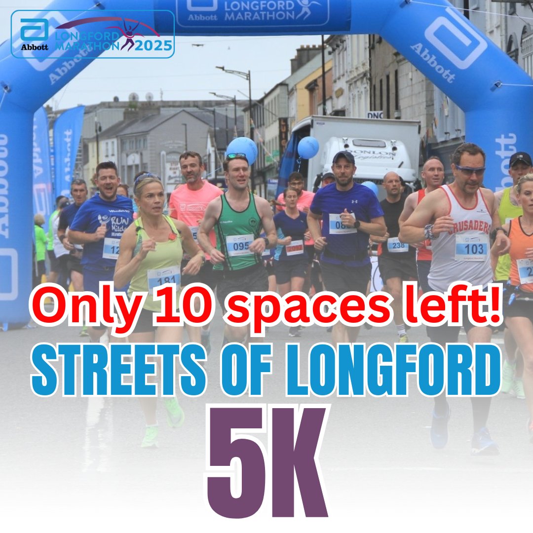 RunLongford's tweet image. Only 10 places left for the Streets of Longford 5K on August 24th!

Don't miss out 🏃‍♀️🏃‍♂️🏃‍♀️🏃‍♂️

longfordmarathon.com