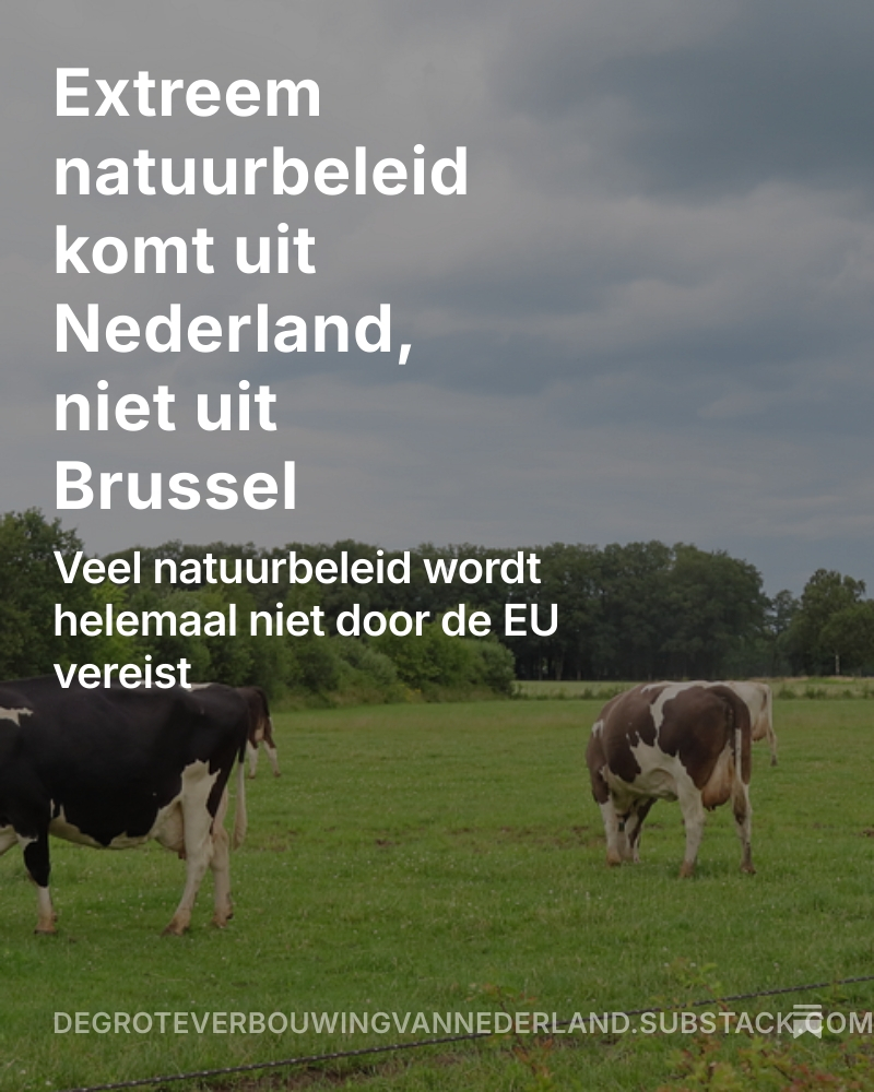 Extreem natuurbeleid komt uit Nederland, niet uit Brussel

Onderzoek door team Agrifacts van  <a href="/GRotgers/">Geesje Rotgers</a> 

#Natura2000 #Stikstof #Natuur #EU

…teverbouwingvannederland.substack.com/p/extreem-natu…