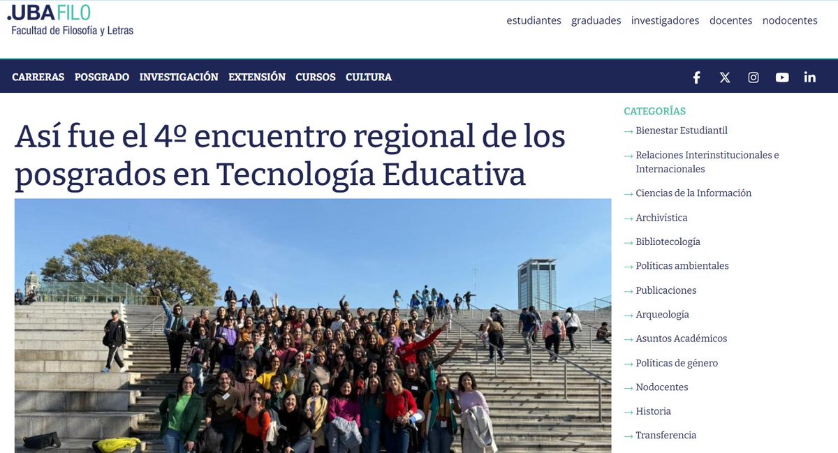Así fue el 4º encuentro regional de los posgrados en Tecnología Educativa filo.uba.ar/node/418 
Gracias <a href="/FiloUbaPosgrado/">Posgrado FILO UBA</a> 😍