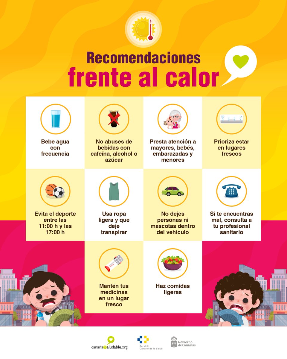 🌡️Sanidad eleva a rojo 🔴el nivel de riesgo para la salud por altas temperaturas en Lanzarote y prolonga un día (hasta el 14 de agosto) los avisos activos en Tenerife, La Palma, Lanzarote, Fuerteventura y Gran Canaria:

(va 🧶)