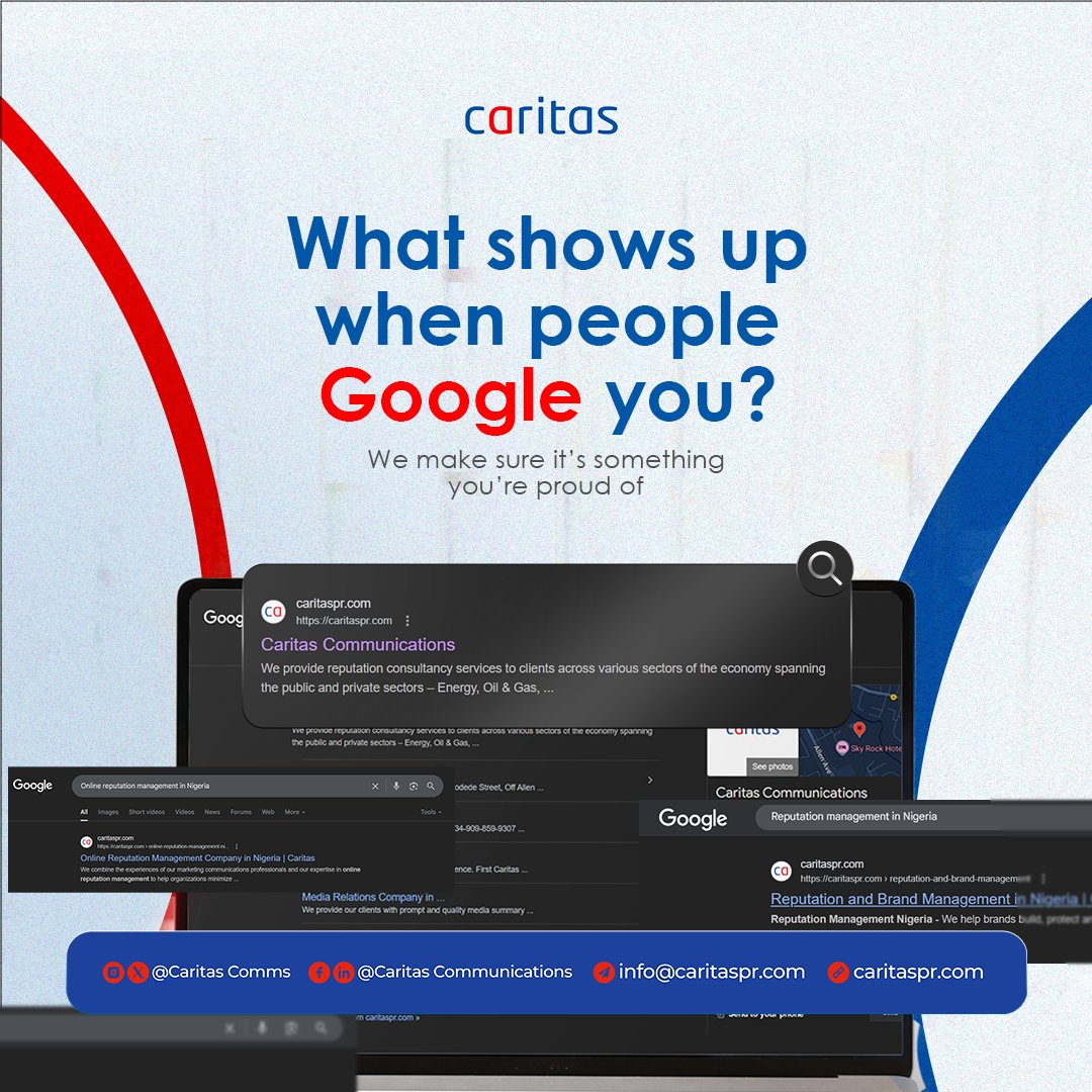 CaritasComms's tweet image. Your online reputation doesn’t sleep. From search results to social sentiment, we manage how the digital world sees you in real time.  Let’s take control of your digital impression. #OnlineReputation #Impressions #CaritasPr