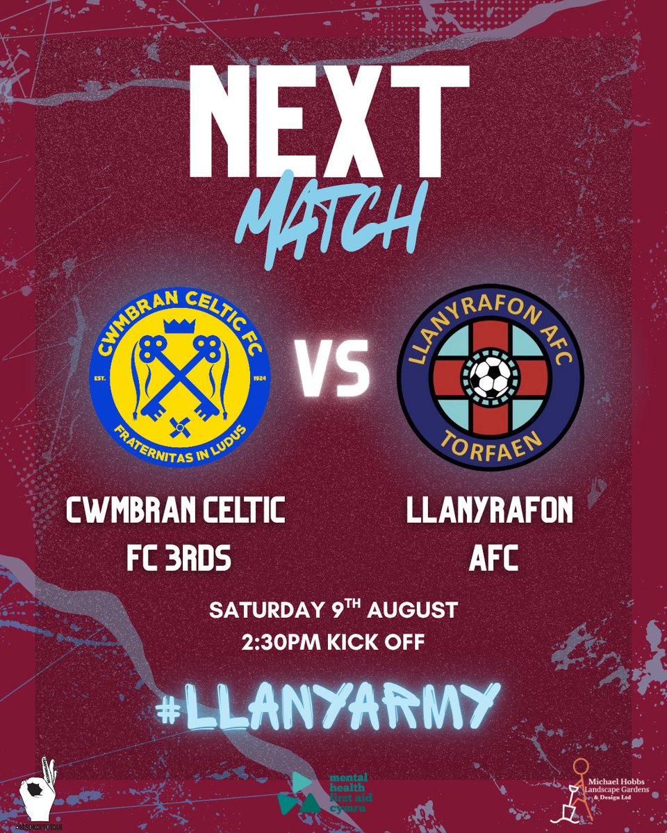 Next Up - After two great performances last week the lads are looking forward to what we know will be a competitive game vs Cwmbran Celtic❤️💙
