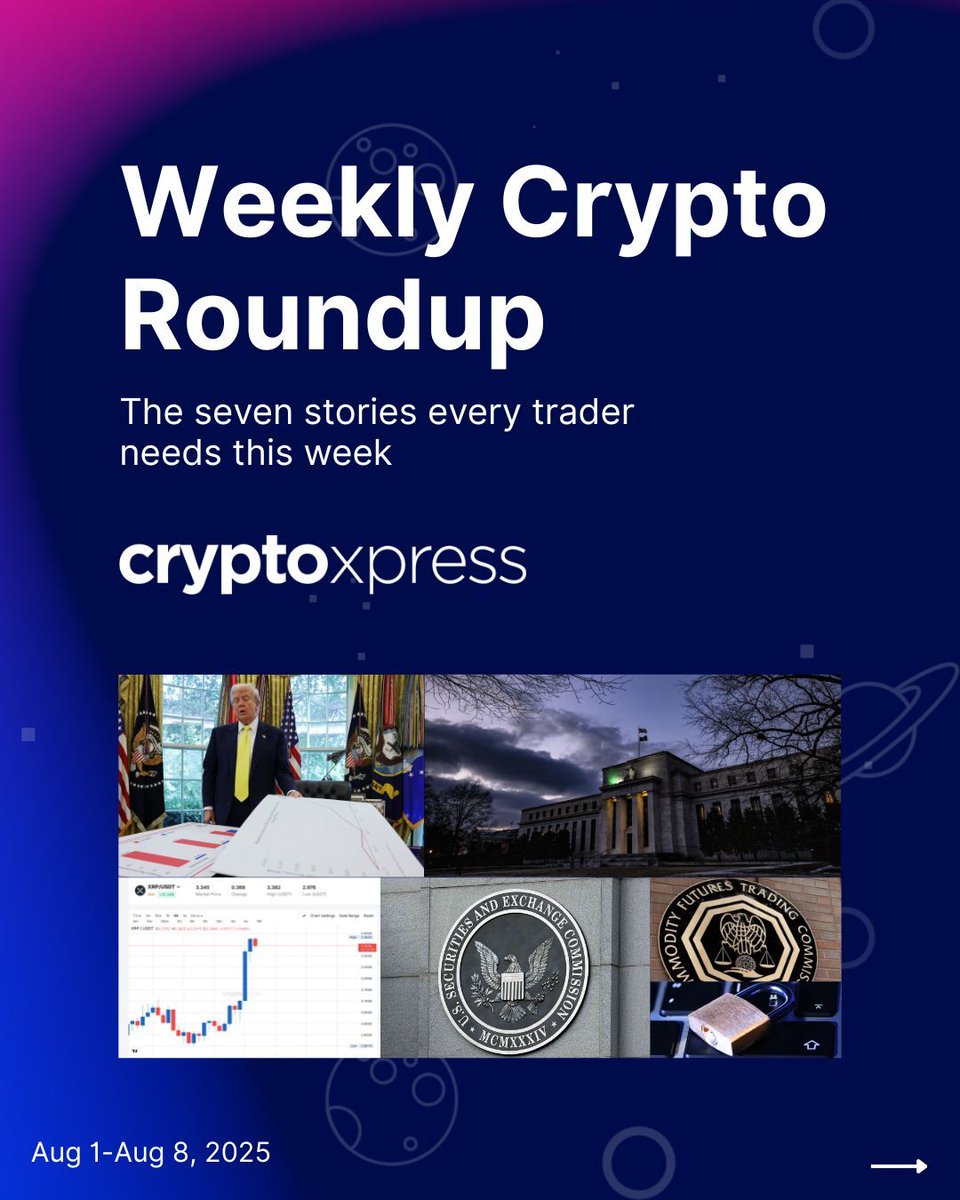 🧵 Your 60-second Crypto Roundup (Aug 1 – 8 2025) Scroll through this  thread for the seven headlines moving markets right now👇 #CryptoNews # Bitcoin #Web3