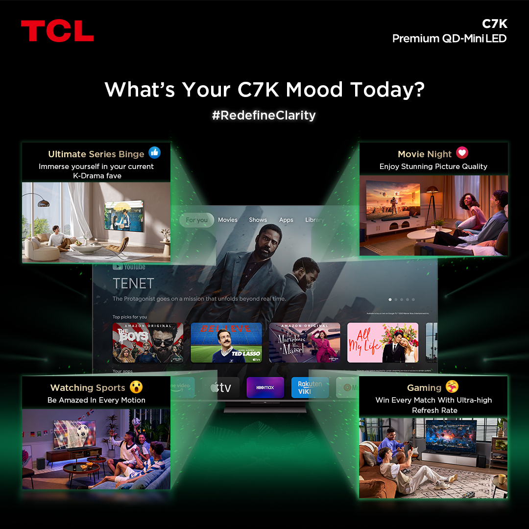 It’s Fri-Yay, besties! 🍿✨ Snacks? ✅ Mood? ✅ C7K QD-Mini LED TV? Double ✅ Whether you're in for a drama marathon, game night, or chill vibes only — let your mood decide the show and let TCL C7K deliver the ultimate screen experience.

#TCLC7K #TCLQDMiniLED #RedefineClarity