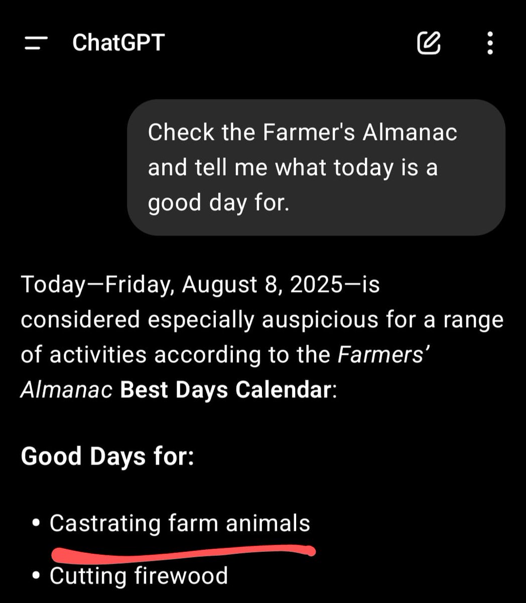 Today is a good day for...

Thanks ChatGPT 5