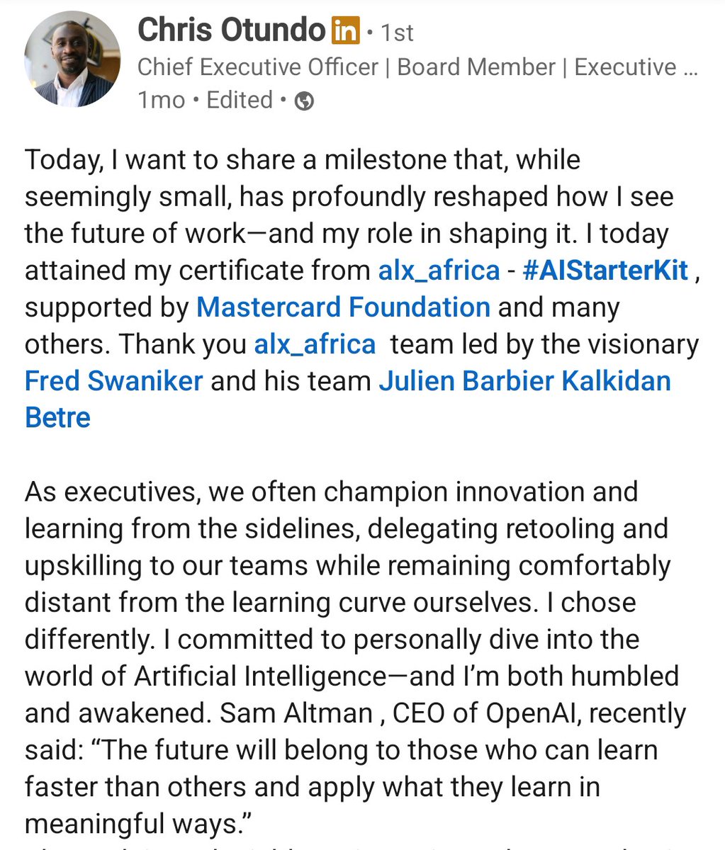 facesofalxse's tweet image. Well what do employers have to say about our programs? Here is Chris Otundo @Chris_Otundo, CEO of The Craft Catalyst with a glowing review of our #ALX_AiSK program and why it is important to master AI skills. 

What do you think, do you agree with Chris' sentiments?