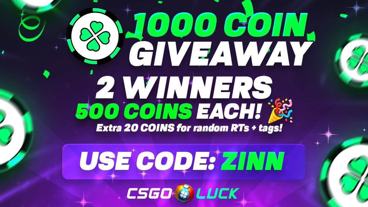 👑 1000 COIN CSGOLUCK COMPETITION! 👑

🎉 2 Winners – 500 COINS EACH! 🎉
💰 Extra 20 COINS for random RTs + tags!

🔹 How to Enter:

1️⃣ Deposit 500 Coins on CSGOLuck using code ZINN (after this post)
2️⃣ Send your deposit proof to our Discord:
📁 Channel: #1000-comp-csgoluck
🔗