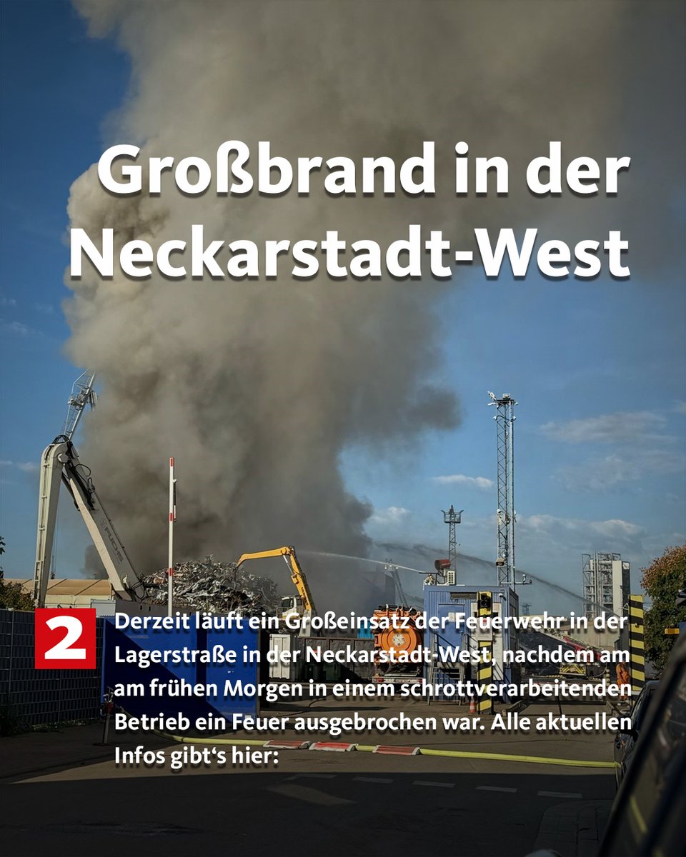 In der Lagerstraße in der #Neckarstadt-West in #Mannheim läuft aktuell ein Großeinsatz der Feuerwehr. In einem  schrottverarbeitenden Betrieb war am Freitagmorgen gegen 4:40 Uhr ein  Feuer ausgebrochen. Alle Infos auf mannheim.de!