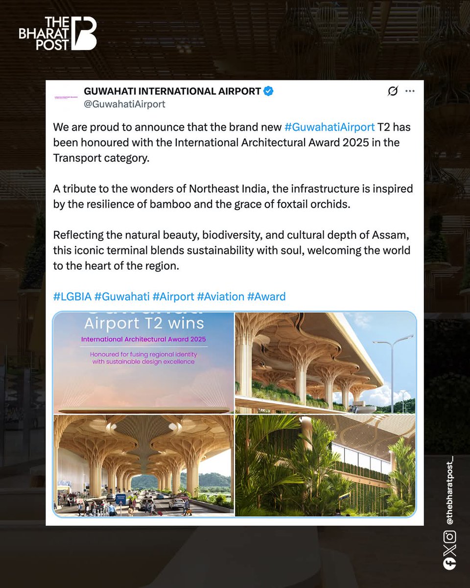 BjpSashi's tweet image. More than just an airport, it’s a living, breathing showcase of India’s eco-conscious design leadership.

#GuwahatiAirport #BambooArchitecture #SustainableIndia #DFI #IndianDesignExcellence #SkyForestTerminal