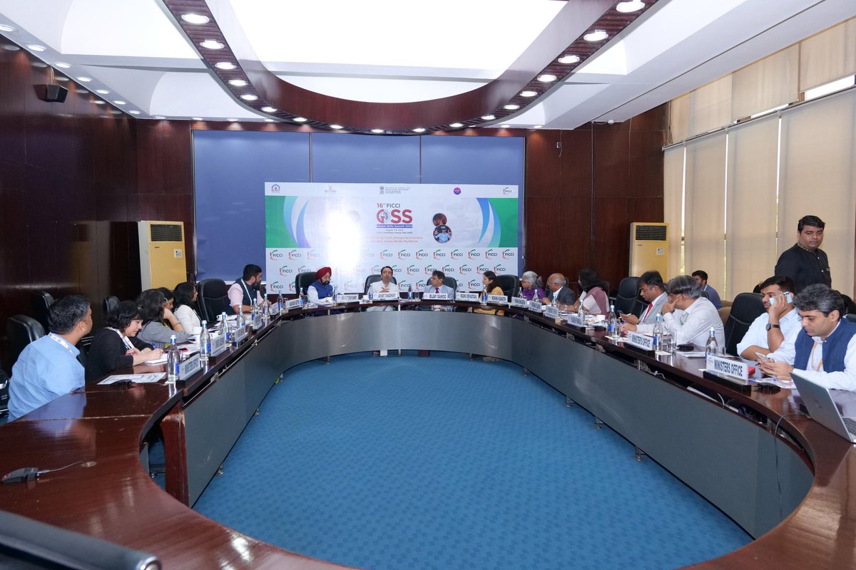 Office_ChJayant's tweet photo. At the 16th FICCI Global Skills Summit 2025 & Ministerial Roundtable in New Delhi, Hon’ble MoS (IC) for Skill Development & Entrepreneurship & MoS for Education, Shri Jayant Chaudhary, joined by Hon’ble MP (Rajya Sabha) Dr. Vikramjit Singh Sahney, called for a new skilling architecture – rooted in quality, equity & global readiness.

From PMKVY empowering 1.6+ crore youth, to Bharat SkillNXT, ITI upgradation, and the Grading Framework – the mission is clear: Build an India that is economically strong, socially inclusive & environmentally sustainable.

Industry, government & society must move beyond projects to co-own outcomes — ensuring our youth are not just job seekers, but innovators & job creators.

#Skills4India #ViksitBharat2047 #SkillIndia #FICCI