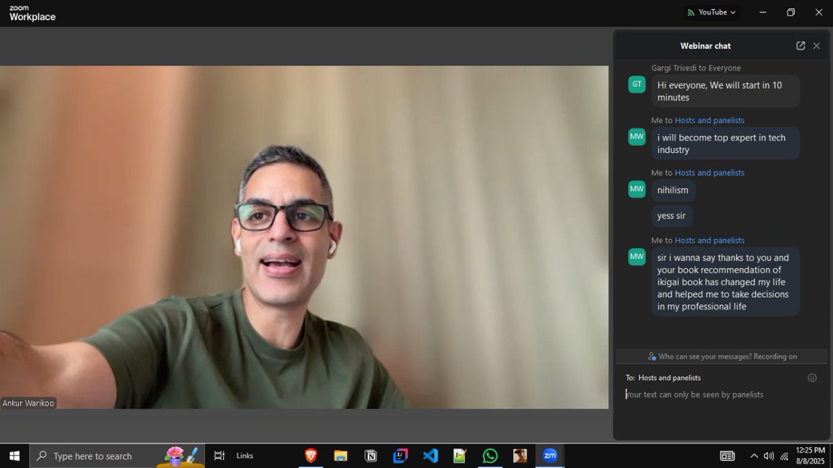 WasimDcode's tweet image. Today had great webinaar from the one of my favorite influencer @warikoo Sir and I was lucky enough that he noticed my response and agree to my answer thanks sir for your guidance
 you have cleared my Vision towards my future 😊😇
Thanks @Chandigarh_uni For this webinar