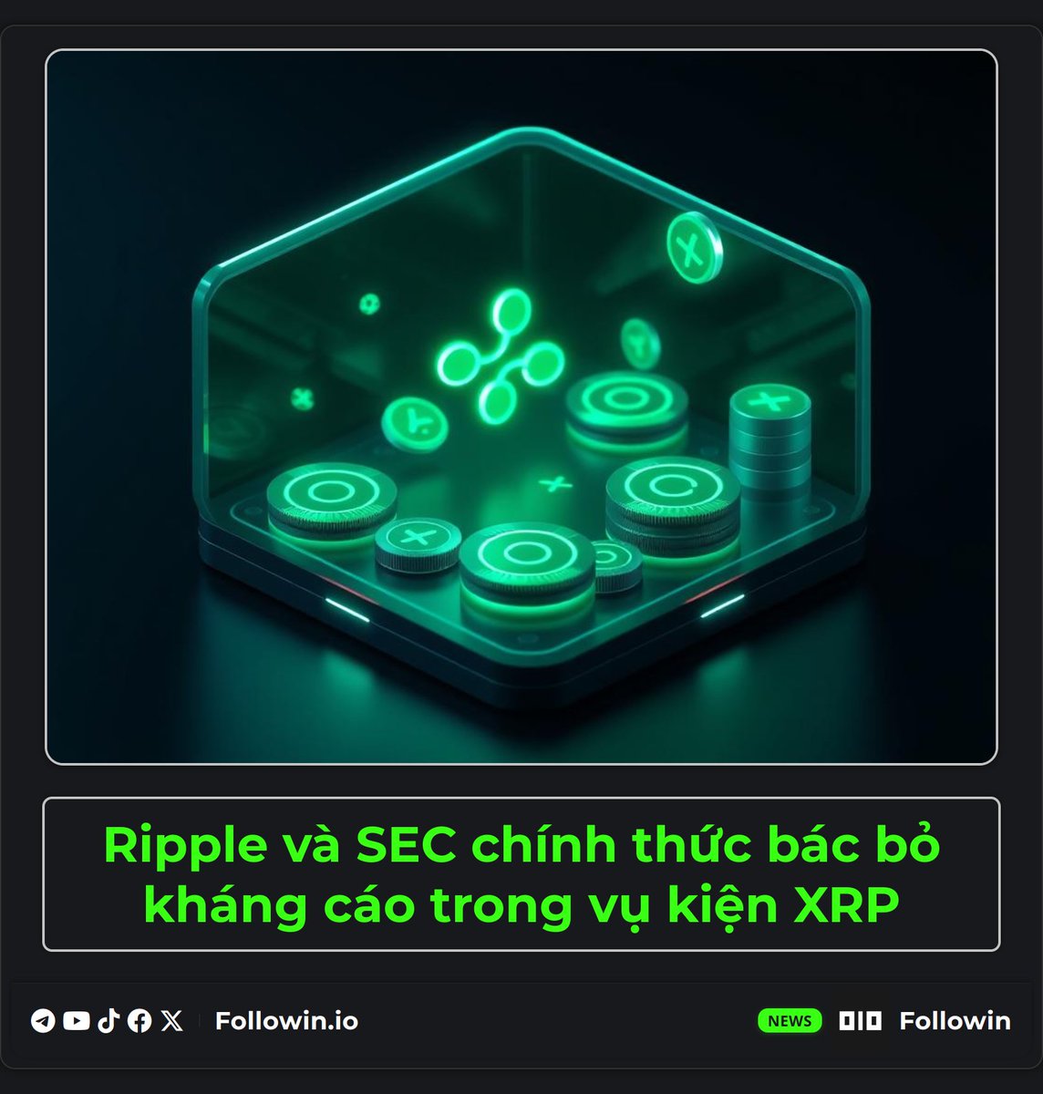 Cuộc chiến pháp lý kéo dài giữa Ripple Labs và SEC đã chính thức kết thúc khi cả hai bên đồng ý rút kháng cáo. Theo đơn nộp ngày 07/08, SEC đã rút kháng cáo của mình và Ripple cũng rút lại kháng cáo chéo. Mỗi bên tự chịu chi phí pháp lý.

Đây là một trong những