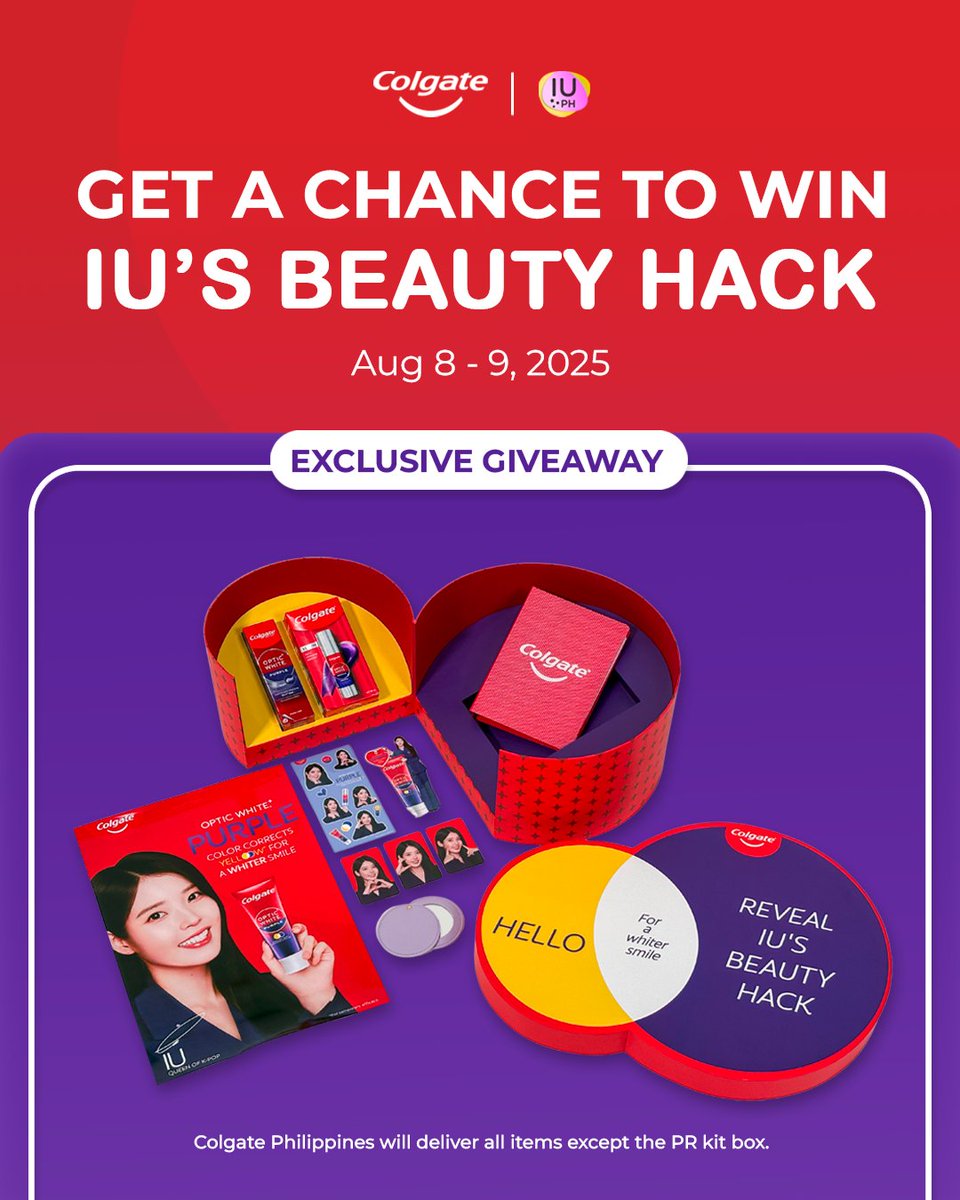 iuphils's tweet image. 𝐇𝐈 𝐔𝐀𝐄𝐍𝐀!

Here’s your chance to win these special items and try IU’s Beauty Hack! The giveaway runs from 𝐀𝐮𝐠𝐮𝐬𝐭 𝟖–𝟗, 𝟐𝟎𝟐𝟓.

(1/3)