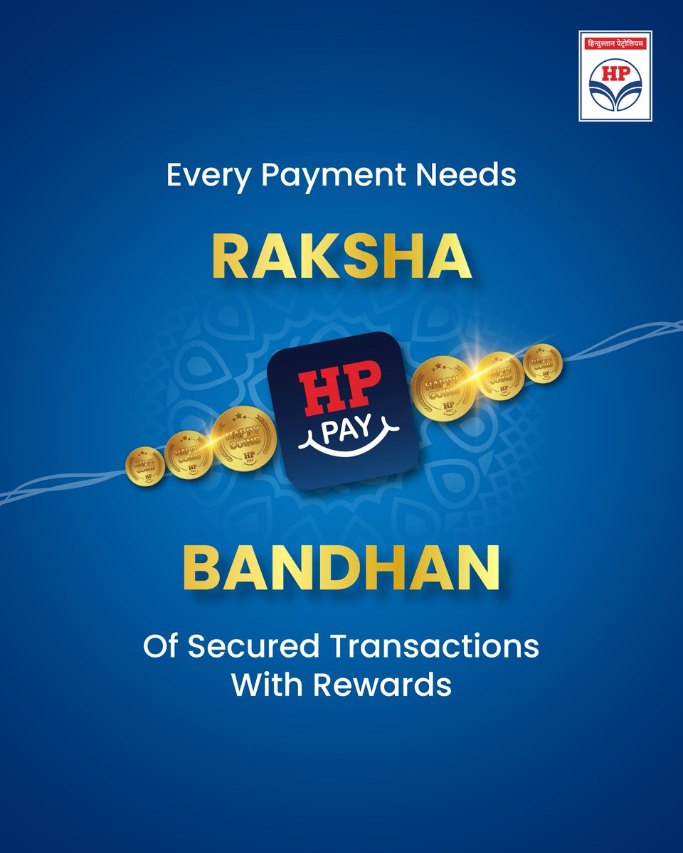 Mera HP Pump (@hpcl_retail) on Twitter photo This #RakshaBandhan, celebrate the bond of protection and care - with rewards in return!
𝗛𝗣 𝗣𝗔𝗬 by <a href="/HPCL/">Hindustan Petroleum Corporation Limited</a> is your secure payment solution that offers instant rewards* on every fuel, LPG, lubes, and other payments.
Download HP PAY now and start earning with every This #RakshaBandhan, celebrate the bond of protection and care - with rewards in return!
𝗛𝗣 𝗣𝗔𝗬 by <a href="/HPCL/">Hindustan Petroleum Corporation Limited</a> is your secure payment solution that offers instant rewards* on every fuel, LPG, lubes, and other payments.
Download HP PAY now and start earning with every