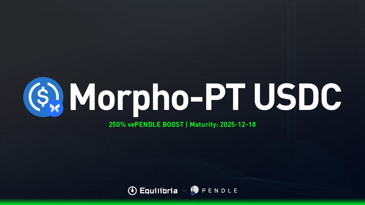 Morpho-PT USDC makes its debut on Equilibria, bringing <a href="/MEVCapital/">MEV Capital</a>’s vault strategy straight to your fingertips.🔥

Your USDC is set in motion across multiple PT collateral markets, constantly rebalanced to hunt down the highest yields. With Equilibria’s boosting power in play,