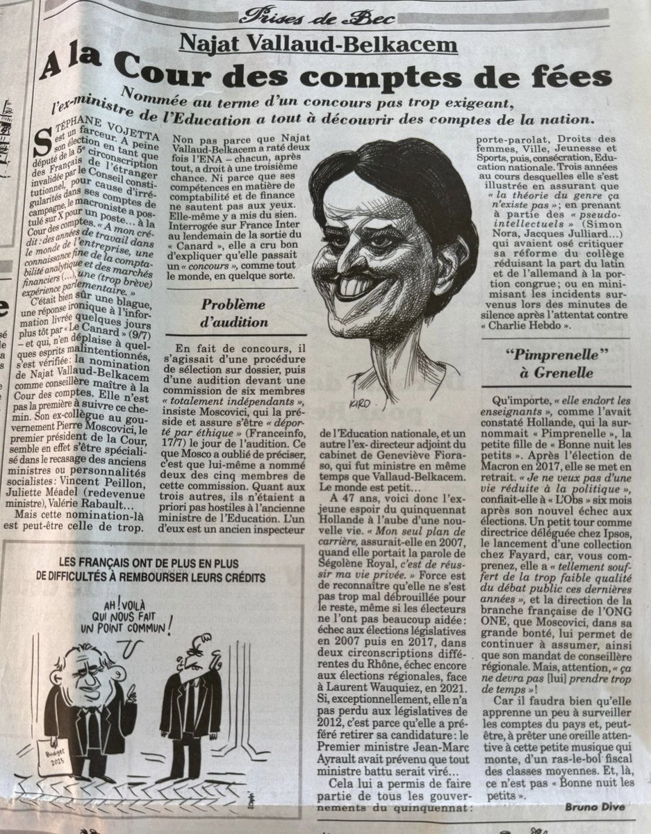 Bam ! La courtisane des Comptes dézinguée par le Canard. Ça régale, comme disent les jeunes.